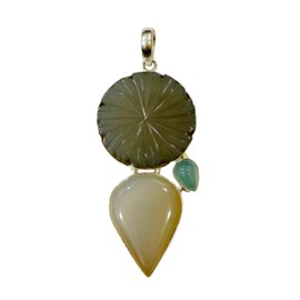 Chalcedony Gemstone Handmade Fashion Necklace For Women 925 Sterling Silver Pendant from Tibetan Silver