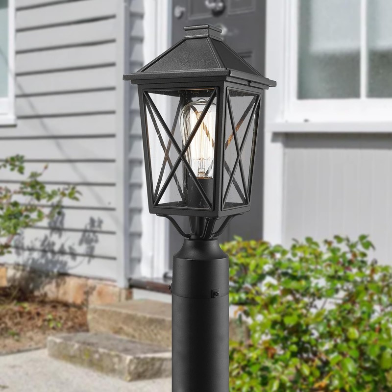 Darkaway Outdoor Post Lights, Aluminum Exterior Post Lantern Light Fixture