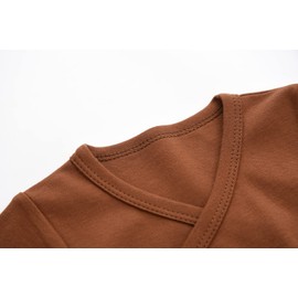 BINIDUCKLING Pack of 3 Baby Boys Girls Long Sleeve Wrap Bodysuits - 100% Cotton Baby Bodysuit with Side Poppers for Newborns - 12 Months, brown