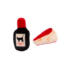 Pearhead Pet Cheese & Wine Cat Toys Set of 2 – Plush Catnip Toys with Crinkle & Rattle, Valentine’s Day Interactive Cat Toys for Indoor Cats