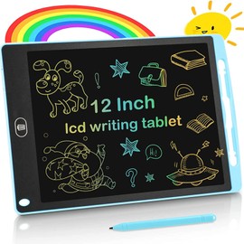 Tableta de Dibujo, 12'' Tableta Escritura LCD Color, Pizarra Magica Borrable y Reutilizable para Niños de Dibujo para Pinturas para Hogar, Niños Juguete Regalo para Niños de 4 5 6 7 8 Años, Azul