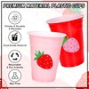 FYSUIMU 100Pcs Strawberry Plastic Cups 16Oz Red Pink Sweet Berry