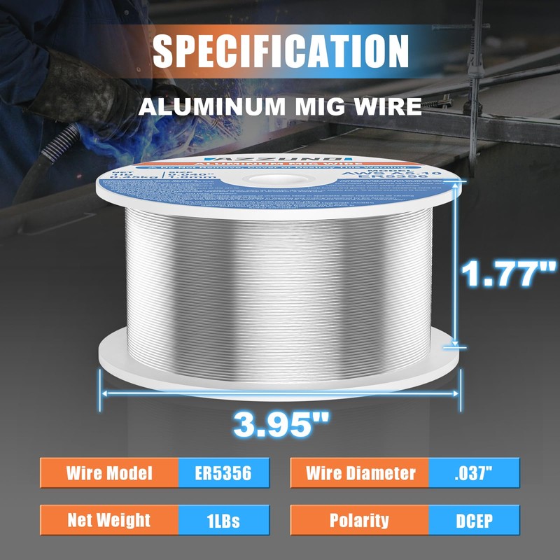 AZZUNO Magnesium Aluminum Mig Welding Wire, ER5356 0.040" Aluminum Mig