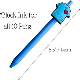 Paquete de 10 bolígrafos de enfermera con diseños de corazón y estetoscopio, bolígrafos médicos de tinta negra para enfermeras, médicos y estudiantes,