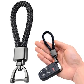 YSHODGU Leder Schlüsselanhänger mit D Ring, Geflochtenes Schlüsselband für Auto & Motorrad, Stylisches Ersatz Zubehör