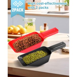 Aosnare 2 Cup Dog Food Scoop(2 Pack), Plastic Pet Food Scoop with Measuring Lines for Accurate Pet Food Portions,Dishwasher Safe (Black and Red)