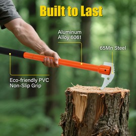 PIRIPARA 30 Inches Pickaroon Logging Tool, Hookaroon Log Roller Forestry Tool, Lift Drag Move Logs, Heavy Duty Steel with Non Slip Rubber Grip for Timberjack Logger