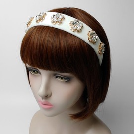 Lala 라라 벨벳 플라워 보석 헤어밴드(LALAH637) Lala Velvet Flower Gem Hair Band (LALAH637)