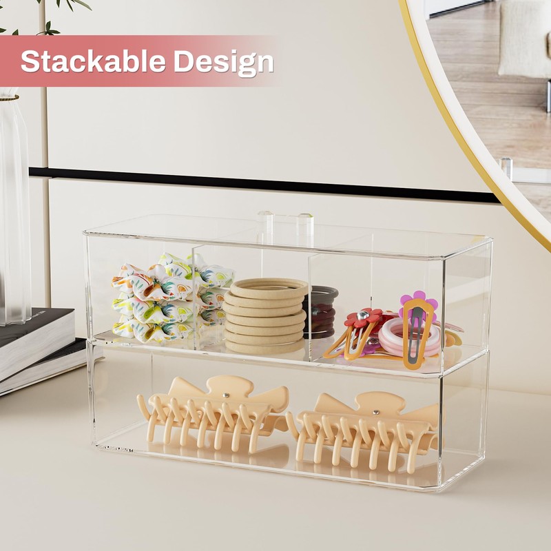 Hair Accessories Organizer for Girls, Clear Hair Bow Tie Clip