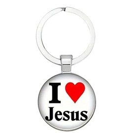 Christian Keychain - Christmas Gift - Birthday Present - Inspirational Keychains Motivational Key Chains Cross Keychain, Silver, Jesus in Cursive
