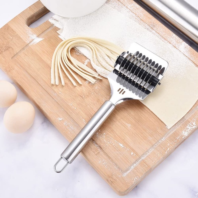 Stainless Steel Noodle Cutter and Lattice Roller - Pasta Spaghetti