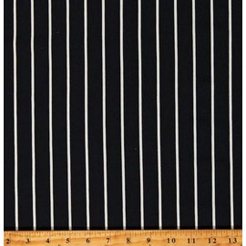 Pinstripe White on Black Athletic Jersey Baseball Uniform 60" Wide Double Knit Fabric by The Yard (D331.25)