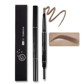 Waterproof Eyebrow Pencil with Brow Brush, Dual-Ended Design for Precise Application and Natural, Full Brows(Light Brown)