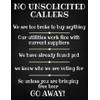 Small (150 x 200mm) Metal Sign - No Unsolicited Callers