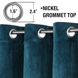 Luxury Velvet Curtains for Living Room 72 Inches Room Darkening Super Thick Soft Velvet Textured Window Curtain Drapes Thermal Insulated Grommet Decoration 2 Panels, Each 52 x 72 Inch, Teal