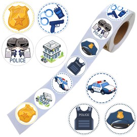 500PCS Police Car Roll Stickers - Police Car Theme Party Supplies Decorations Birthday Baby Shower Party Favors Jar Containers Letter DIY Sticker Labels Decals