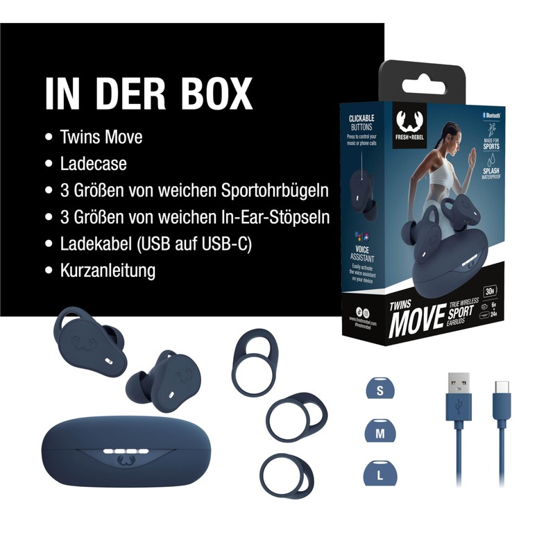 Fresh 'n Rebel Twins Move, Wireless In-Ear Bluetooth Sports Headphones,