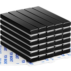 DIYMAG Waterproof Neodymium Bar Magnets with Epoxy Coating, Powerful Permanent Rare Earth Magnets, with Double-Sided Adhesive - 60 x 10 x 5mm, Pack of 30