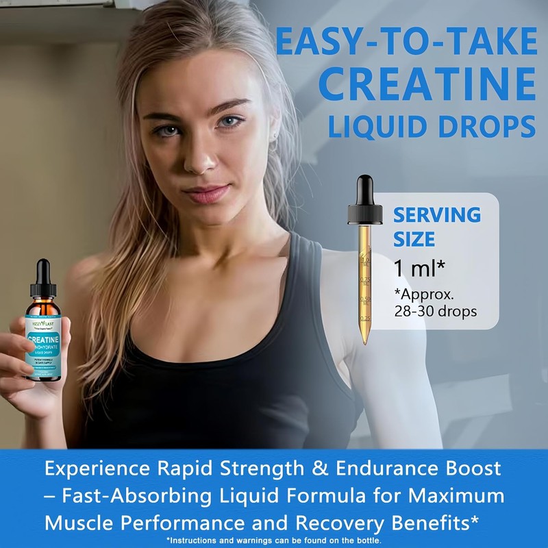 Creatine Liquid Drops - 98% High Absorption Creatine Monohydrate for