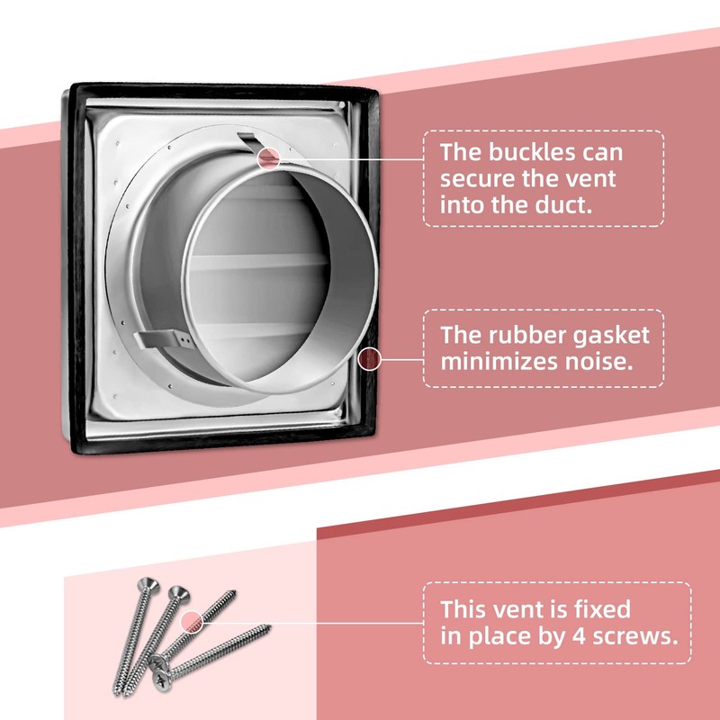 WeCooper 304 Stainless Steel Gravity Grille 100mm 4 inch Ducting