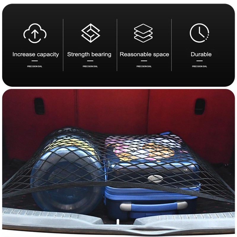 EDLMKM CCar Cargo Net, Adjustable Elastic Car Boot Mesh 60x40cm,