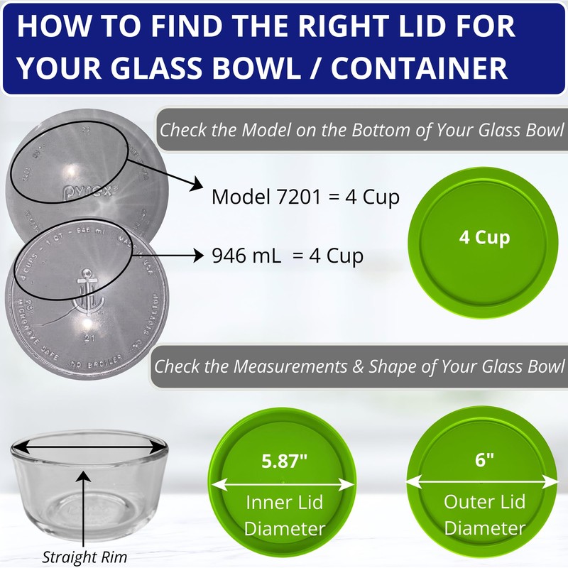 KlareWare Replacement Lids for - 4 Cup Storage Bowl Covers,