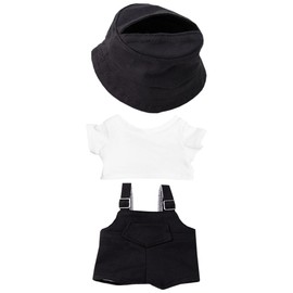 niannyyhouse 15cm 17cm Doll Clothes Hat White T-Shirt Overalls Doll Dressup (Black)