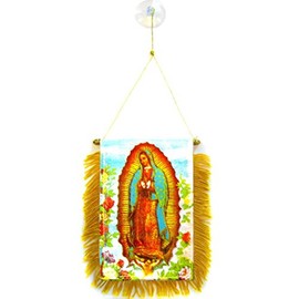 AZ FLAG Pennant Our Lady of Guadalupe Pink 15 x 10 cm - Guadalupe Mini Flag 10 x 15 cm - Car Pennant Special Car