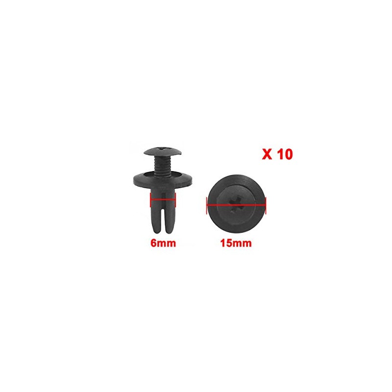 sourcingmap 10pcs Black Car Bumper Door Trim Clips 6mm Hole
