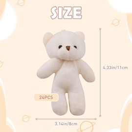 Voittozege 24 Pack Mini Bear Stuffed Animal Plush Bears Soft Tiny Bear Doll Tiny Stuffed Animal Doll for DIY Keychain Birthday Wedding Xmas Decorations Party Favor,11cm/4.3in(White)