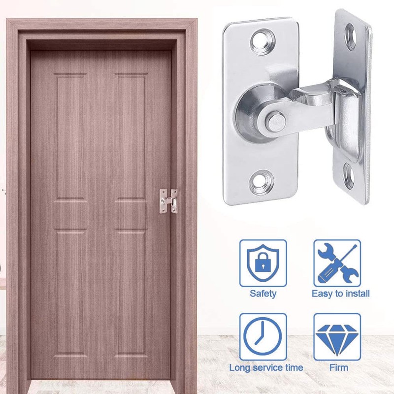 Litensh 90 Degree Door Lock Hasp Latch, Stainless Steel Right