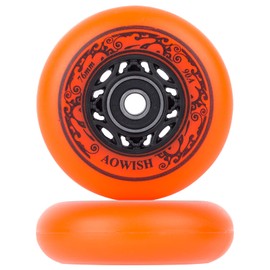 AOWISH Ripstik Wheels [2-Pack] 76mm Ripstick Wheels 90A Ripsurf Caster Board Replacement Wheel with Pre-Installed Bearings ABEC 9 (Orange)