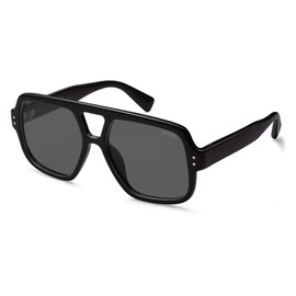 SOJOS Retro Square Polarized Aviator Sunglasses Womens Mens Trendy Vintage Aviators Shades SJ2613, Black/Grey