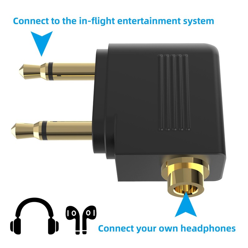 HIEbee Dual 3.5mm Male to 3.5mm Female Airplane Headphone Adapter