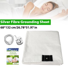Grounding Mat Earthing UK, Grounding Bed Sheet with 10% Silver Fiber & 90% Organic Cotton, Natural Wellness and Healthy Earth Energy Mat (68×132cm)