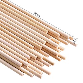 Wood Dowel Rods, 30 Pieces wooden dowel for Craft Projects (5mm Diameter, 20cm Long)