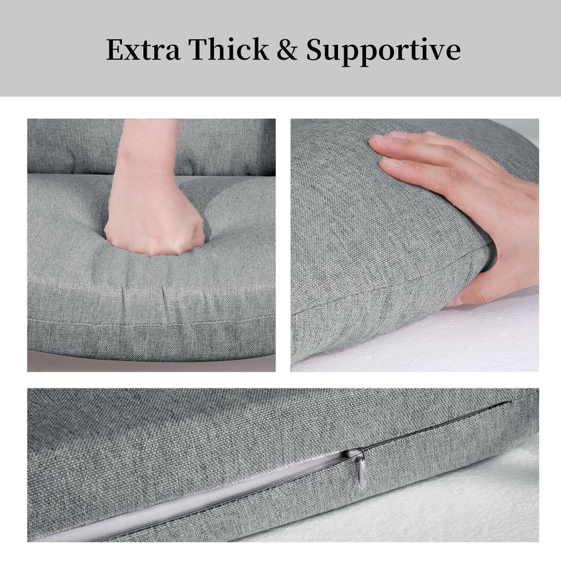 HOMBYS Glider Rocker Replacement Cushions with Storage Side Pocket,Linen-Like Fabric,