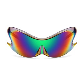 FEISEDY Futuristic Sunglasses, Fashion Alien Y2K Wrap Around for Women Men B4135