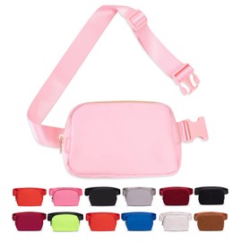 Fanny Packs for Girls Kids Yoga Women Slim Women, Crossbody Fanny Pack with Adjustable Strap Mini Belt Bag Fashion Waist Pack Fits Running Jogging Work Out Travel Light Pink M101