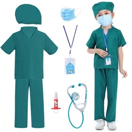 DKDDSSS Doctors Set for Kids, Doctor Costume Set, Doctor Playset with Syringe, Stethoscope and Surgical Shirt, Role Play Toys Doctor Dress Up Kit for 3+ Year Old Boys and Girls