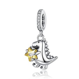 BEEUVIP Women's Life of Animals Charm Pendant for Bracelet 925 Sterling Silver Birthstone Charms Beads Fits Bracelet, Silver, Cubic Zirconia