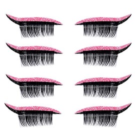 Uranian Eyeliner Stickers with Eyelashes Reusable Eyeliner and Eyelash Stickers Glitter Instant Eye Line Strip Eyeshadow Stickers Colorful Eyelid Tape for Party Eye Makeup Tool for Women (Pink)