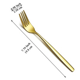 Berglander Gold Table Forks of 12 Pieces, Titanium Gold Plated Stainless Steel Modern Dinner Fork Set, Forks and Spoons Cutlery Ideal for Home, Toilet, Hotel, Wedding, Dishwasher Safe