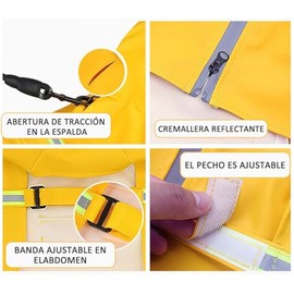 Impermeable para Perros Chaqueta de Lluvia Ligera Ajustable Poncho Sudaderas con Tira Reflectante (Amarillo, 2XL (Chest: 24.4‘’, Body 17.7''))