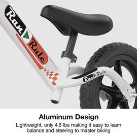 Royalbaby Lightweight Aluminum Kids Balance Bike for Boys Girls Toddlers Age 2~5 Years Durable Alloy Frame 12 Inch EVA Wheel White