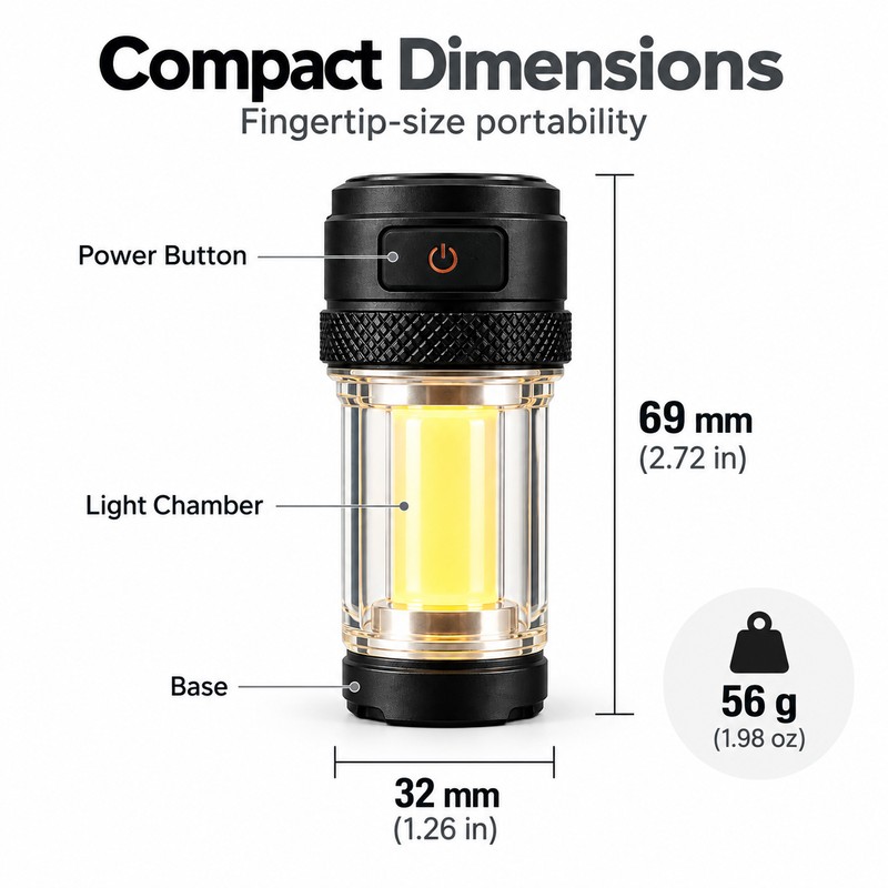 Ultralight 2-in-1 Camping Lantern for Hiking – 300LM LED Light,