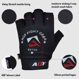 AQF Weight Lifting Gloves Training Fitness Exercise Gym Workout Gloves – Goat Leather Suede Gel Padded Palm (Black, X-Large)