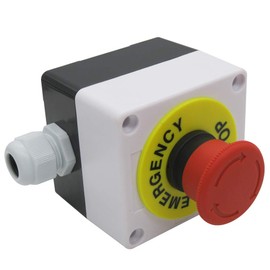 mxuteuk 22mm 2NC Red Mushroom Emergency Stop Push Button Switch AC 660V 10A Switch Station Box，1 Years Warranty HB2-ES544-BOX-W