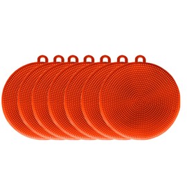 Silicone Dish Scrubber, Kitchen Sponges, Silicone Sponge,Dish Brush, Silicone Sponge Dish Sponges, Kitchen Sponge Double Sided Cleaning Sponges Gadgets Tools Brush Accessories (7 PCS,red)