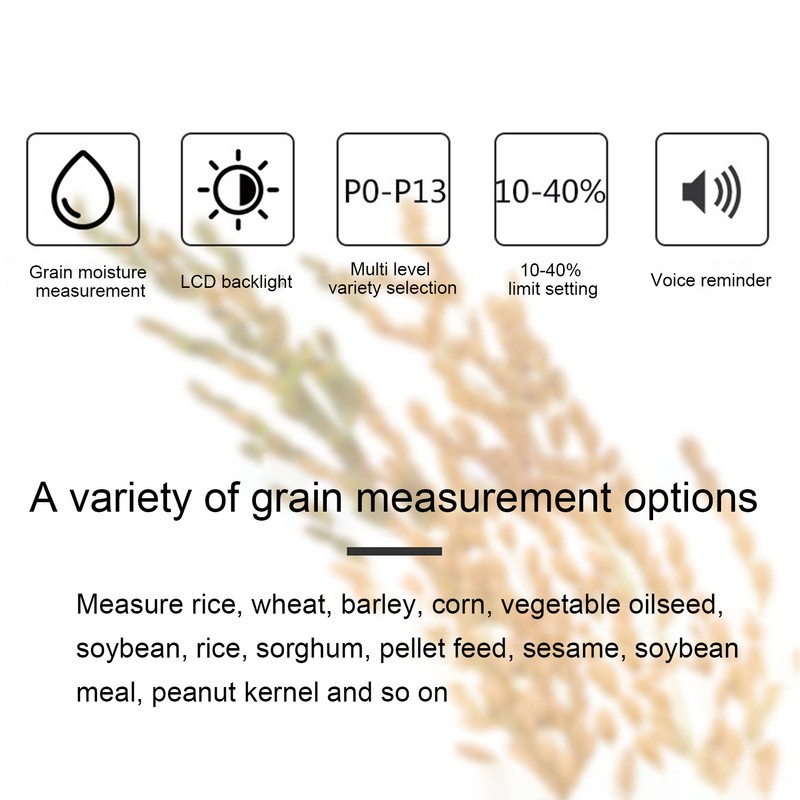 Grain Moisture Meter Tester Portable Digital with Voice Probe 300mm